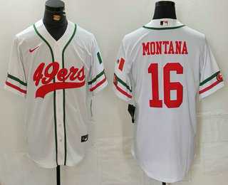Men's San Francisco 49ers #16 Joe Montana White Mexico Cool Base Stitched Baseball Jersey,We sell and wholesale Men's San Francisco 49ers #16 Joe Montana White Mexico Cool Base Stitched Baseball Jersey on line form chian!